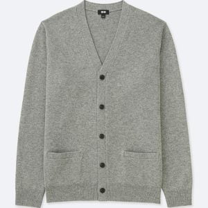 Image of sale on men lambswool v-neck long sleeve cardigan