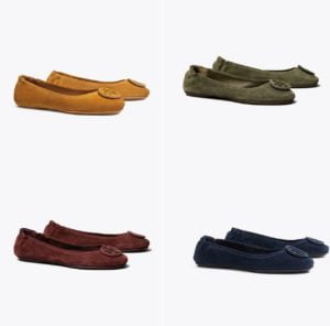 Image of sale on MINNIE TRAVEL BALLET FLAT, SUEDE LOGO BUY 2 FOR $111.00