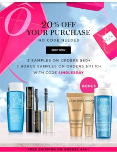 Image of sale on 20% Lancome Makeup
