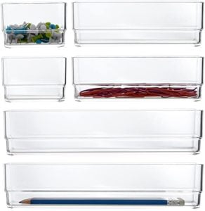 Image of sale on Clear Plastic Vanity and Desk Drawer Organizers 6 Piece Set