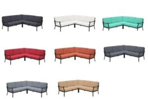 Image of sale on 3-Piece Black Steel Outdoor Patio Sectional Sofa with CushionGuard