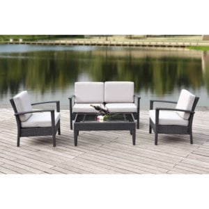 Image of sale on Safavieh Piscataway Outdoor Contemporary 4 Piece Set with Cushion