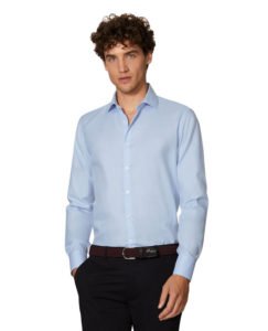 Image of sale on Trim Slim Fit Blue Twill Single Cuff Shirt