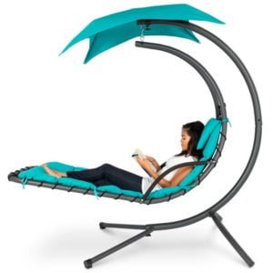Image of sale on Best Choice Products Outdoor Hanging Curved Steel Chaise Lounge Chair Swing