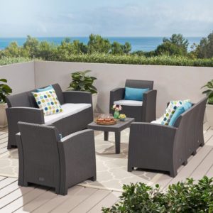 Image of sale on Bartz 5 Piece Rattan Sofa Seating Group with Cushions