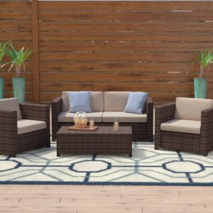 Image of sale on 4 Piece Rattan Sofa Seating Group with Cushions