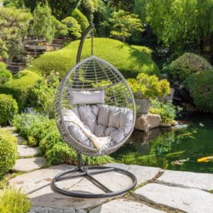 Image of sale on Outdoor Wicker Hanging Basket Chair with Cushions