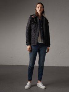 Image of sale on BURBERRRY Quilted Trench Jacket with Detachable Hood (navy and black )