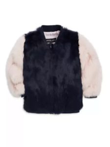 Image of sale on Adrienne Landau  Girl’s Rabbit Fur Varsity Jacket