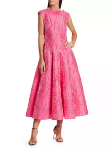 Image of sale on Talbot Runhof Rose Jacquard Mockneck Midi Dress