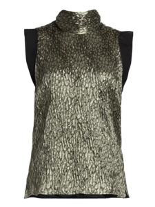 Image of sale on Rachel Comey Mirar Jacquard Metallic Tie-Neck Top