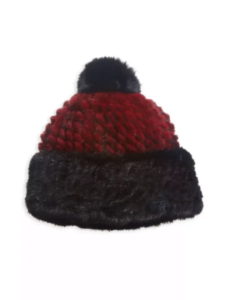 Image of sale on The Fur Salon Mink & Fox Fur Pom Pom Beanie