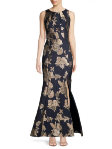 Image of sale on Aidan Mattox Floral Jacquard Side Slit Mermaid Gown