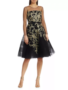 Image of sale on Ahluwalia Andriana Embroidered Illusion-Sleeve Cocktail Dress