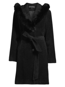 Image of sale on Sofia Cashmere Fox Fur Trim Coat