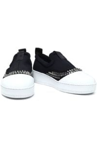 Image of sale on McQ Alexander McQueen  Netil studded suede-trimmed neoprene slip-on sneakers