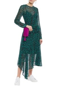 Image of sale on MARKUS LUPFER asymmetric leopard-print georgette peplum midi dress