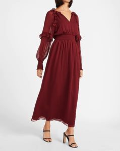 Image of sale on Smocked Waist Ruffle Front Maxi Dress
