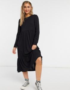 Image of sale on midi smock dress in black