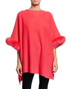 Image of sale on Sofia Cashmere Cashmere Poncho w/ Fur Cuffs