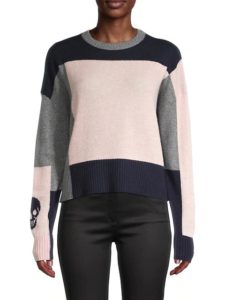 Image of sale on Skull-Graphic Colorblock Cashmere Sweater