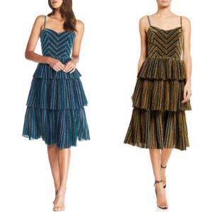 Image of sale on Kathy Metallic Stripe Tiered Hem Ruffle Dress