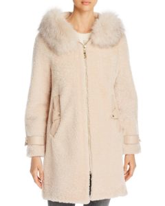 Image of sale on Shearling & Fox Fur-Trim Hooded Jacket