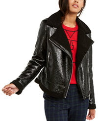 Image of sale on Faux-Fur Trimmed Moto Jacket