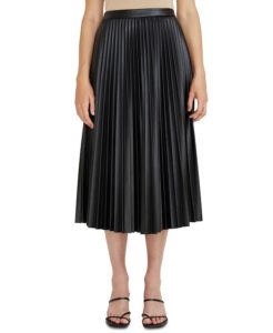 Image of sale on Faux-Leather Pleated Skirt