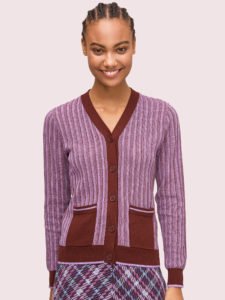 Image of sale on bicolor ribbed cardigan