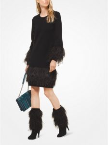 Image of sale on Feather-Embroidered Wool-Blend Dress