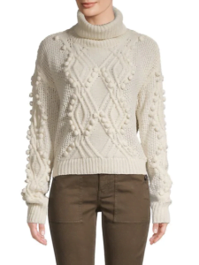 Image of sale on Pom-Pom Diamond-Knit Turtleneck Sweater
