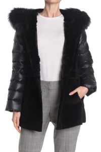 Image of sale on Flocked Puff Sleeve Genuine Fur Jacket