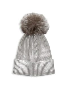 Image of sale on Fox Fur Pom-Pom Metallic Beanie