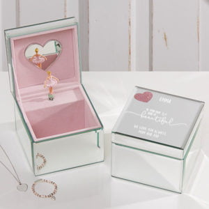 Image of sale on Heart Personalized Mirrored Ballerina Musical Jewelry Box