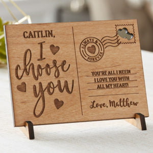 Image of sale on I Choose You Personalized Wood Postcard