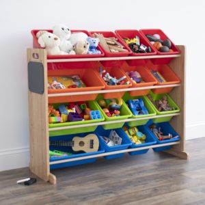 Image of sale on 16 Bin Toy Storage Organizer with Chalkboard Side Panel