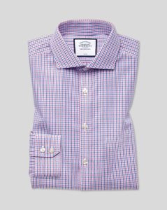 Image of sale on Spread Collar Non-Iron Poplin Shirt Check Shirt