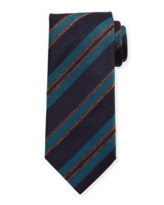 Image of sale on Basketweave Stripe Silk Tie
