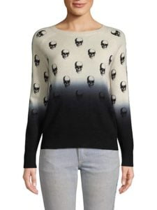 Image of sale on Dip Dye Skull-Print Cashmere Sweater
