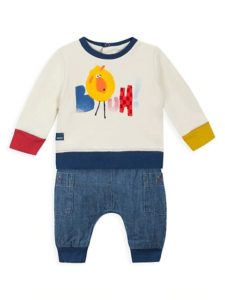 Image of sale on Baby Boy’s 2-Piece Fleece & Denim Jogger Set