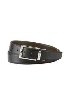 Image of sale on Reversible Belt w/Polished Buckle, Black/Dark Brown