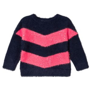 Image of sale on Sequin Chevron Sweater Navy/Pink