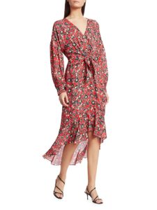 Image of sale on Kinsale Tie-Front Silk Georgette Midi Dress