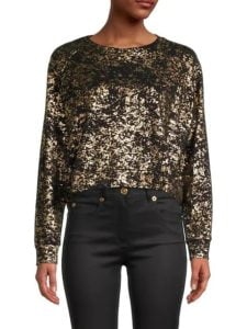 Image of sale on Metallic Foil-Print Top