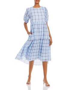 Image of sale on Check Print Midi Dress