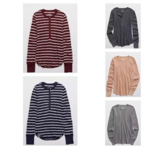 Image of sale on Waffle Henley Long Sleeve T-Shirt