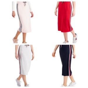 Image of sale on Striped-Trim Midi Skirt
