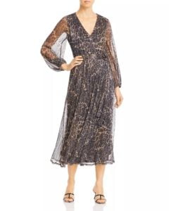 Image of sale on Pleated Leopard Print Shimmer Dress