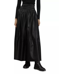 Image of sale on Dana Pleated Vegan Leather Midi Skirt